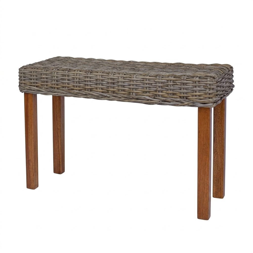 Banc en rotin kubu et bois d'acajou