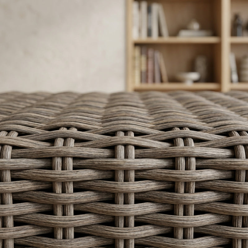 Banc en rotin kubu et bois d'acajou