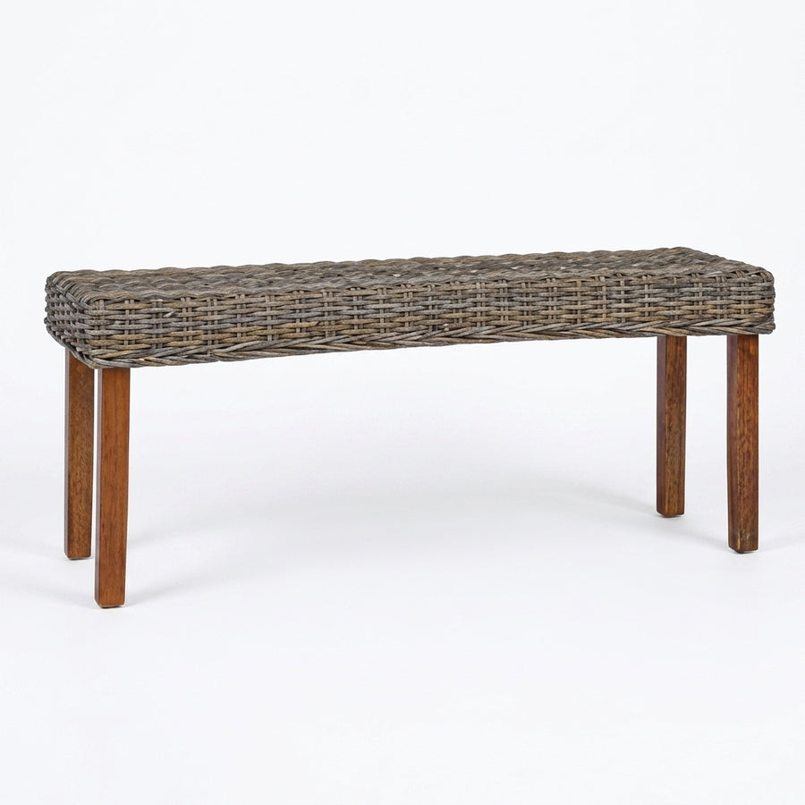 Banc en rotin kubu et bois d'acajou