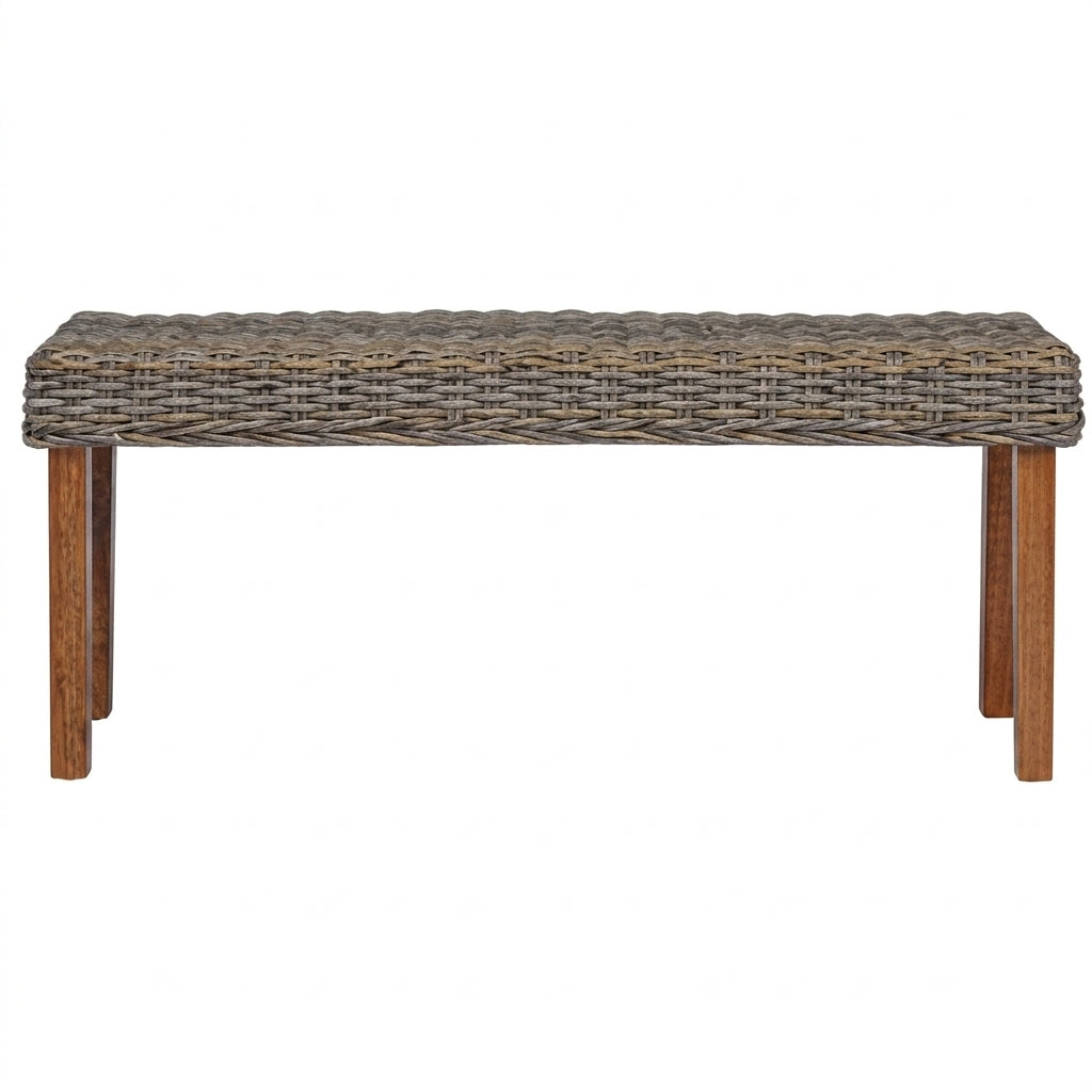 Banc en rotin kubu et bois d'acajou