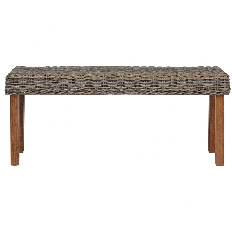 Banc en rotin kubu et bois d'acajou