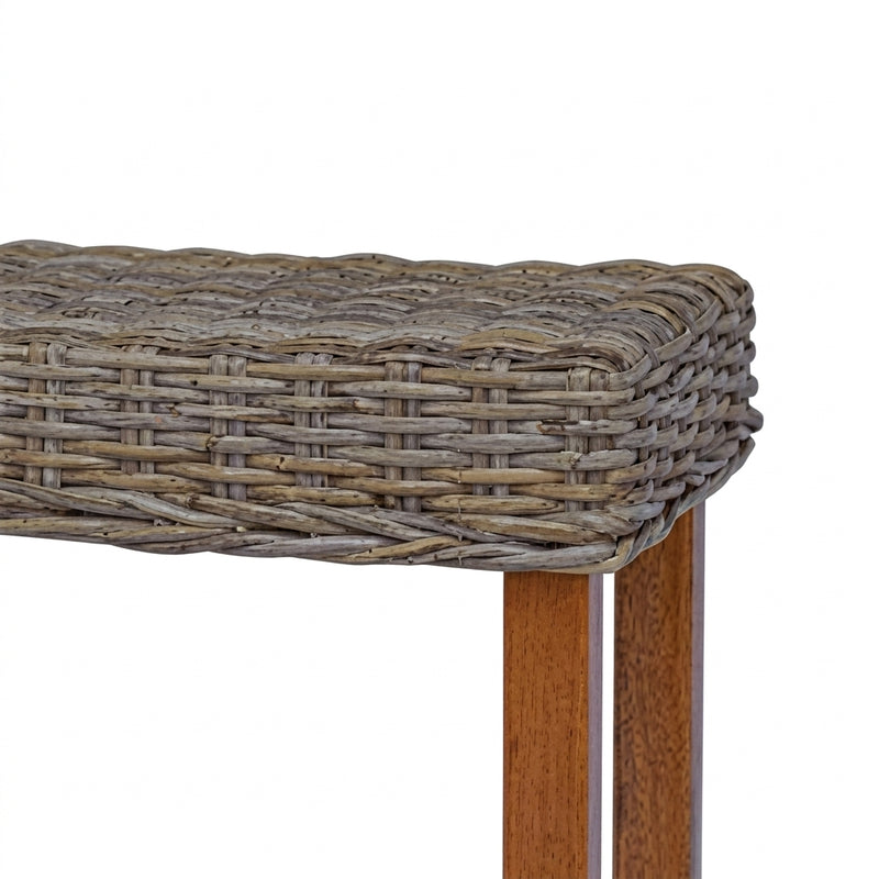 Banc en rotin kubu et bois d'acajou