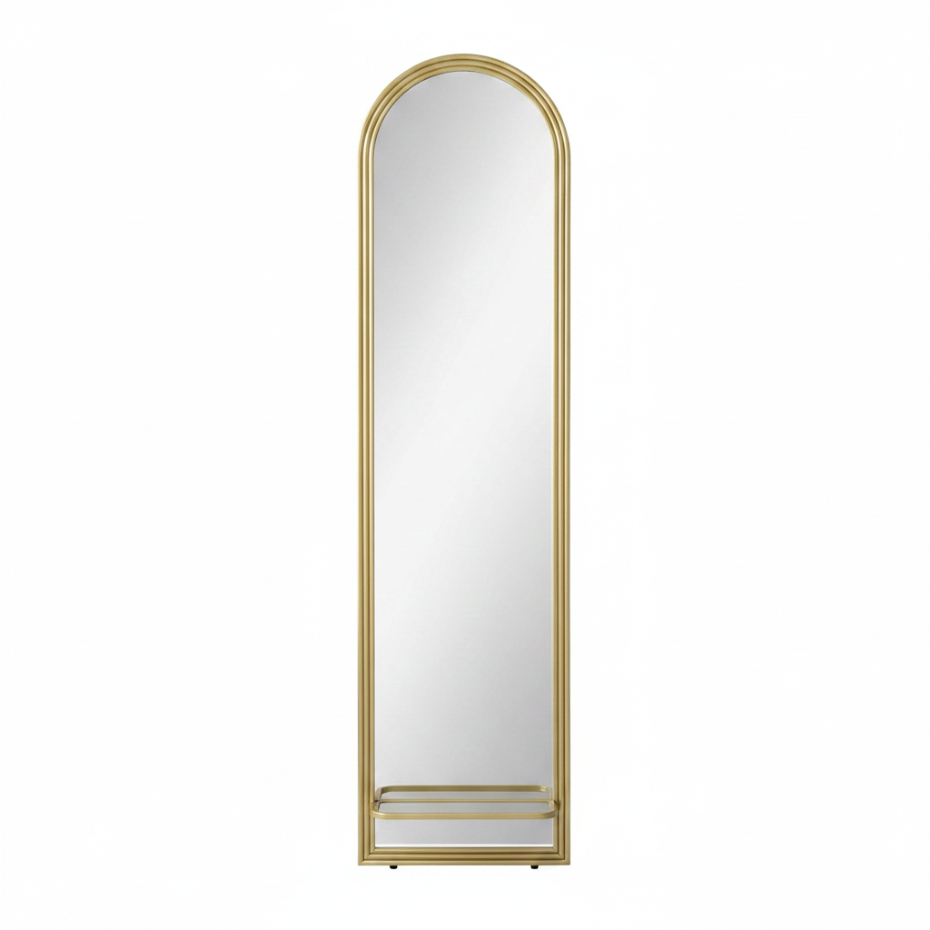 Miroir arche sur pied en rotin naturel
