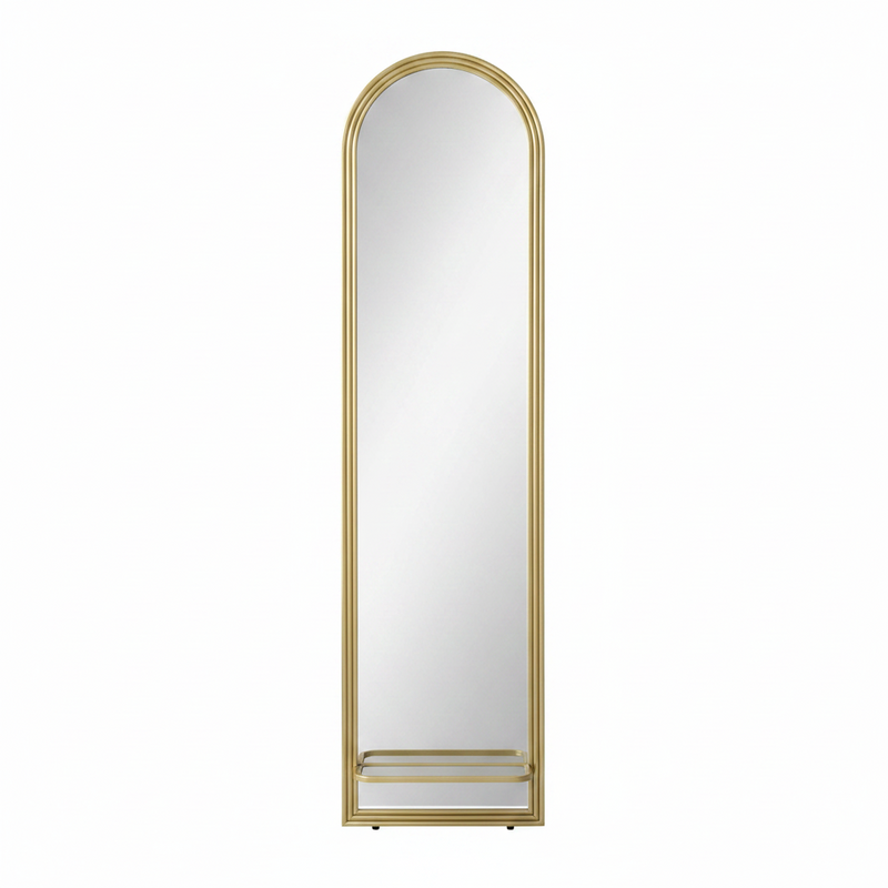 Miroir arche sur pied en rotin naturel