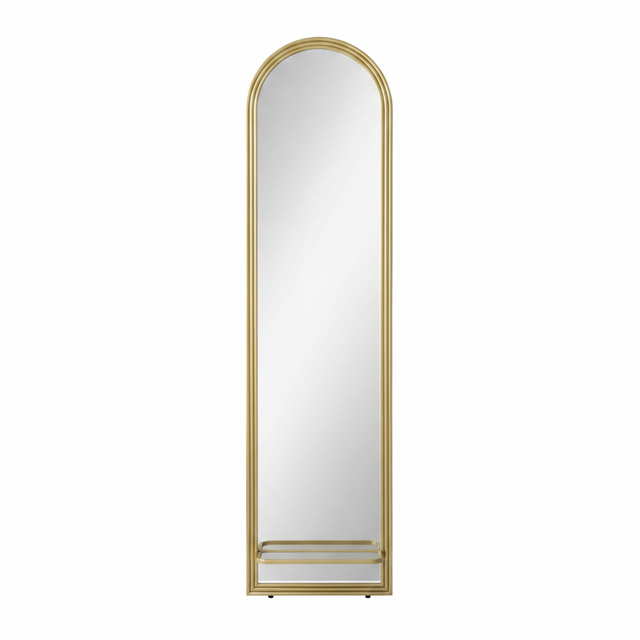 Miroir arche sur pied en rotin naturel