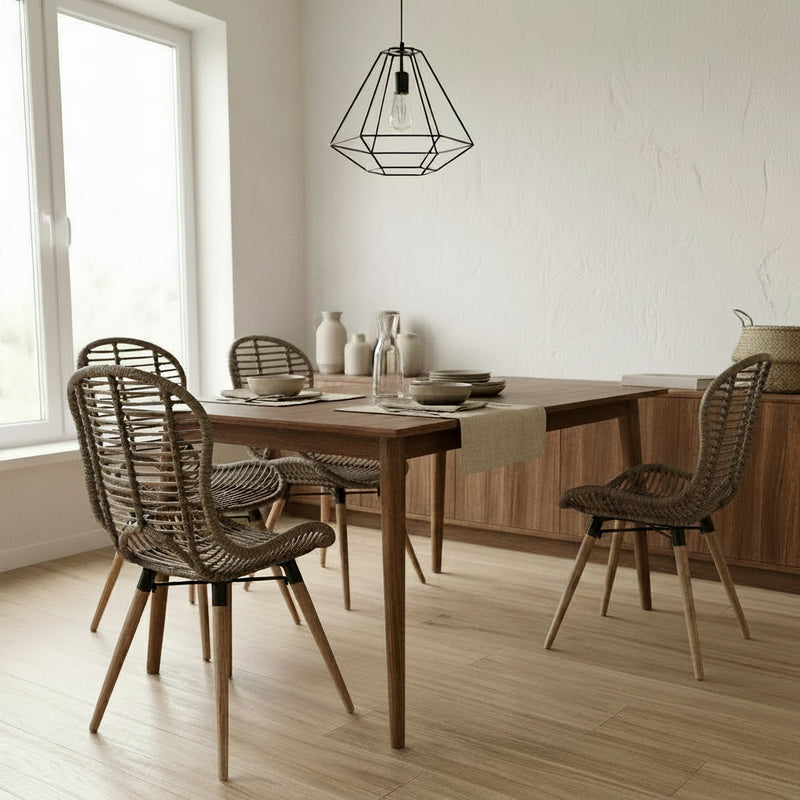 Chaises à manger en rotin naturel et bois