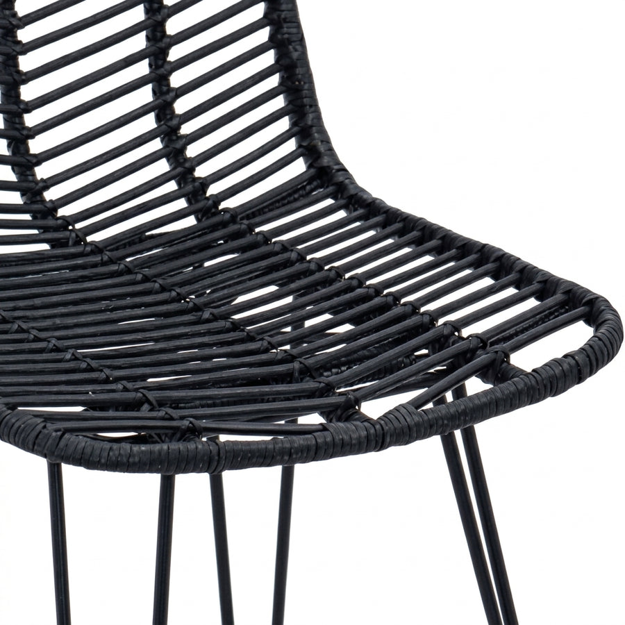 Chaise de bar en rotin noir et métal, Lot de 2
