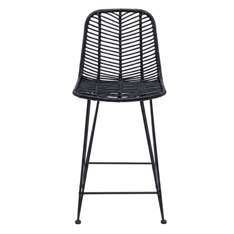 Chaise de bar en rotin noir et métal, Lot de 2