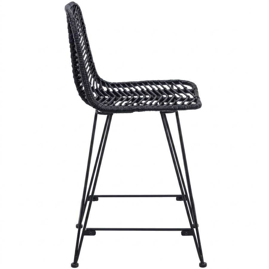 Chaise de bar en rotin noir et métal, Lot de 2