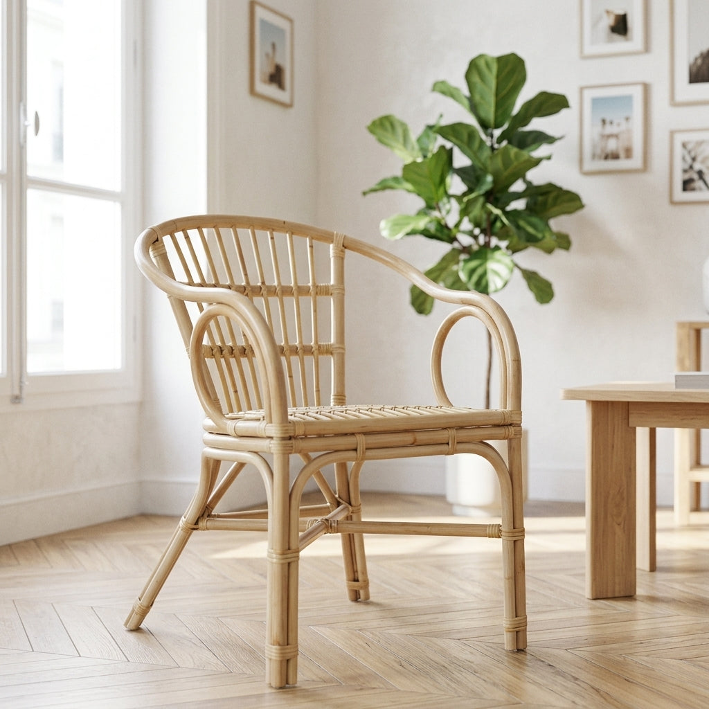 Chaise empilable en rotin naturel