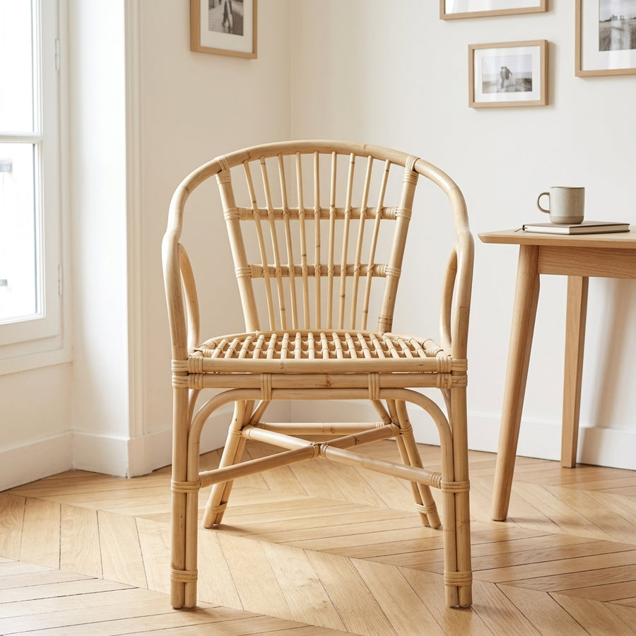 Chaise empilable en rotin naturel