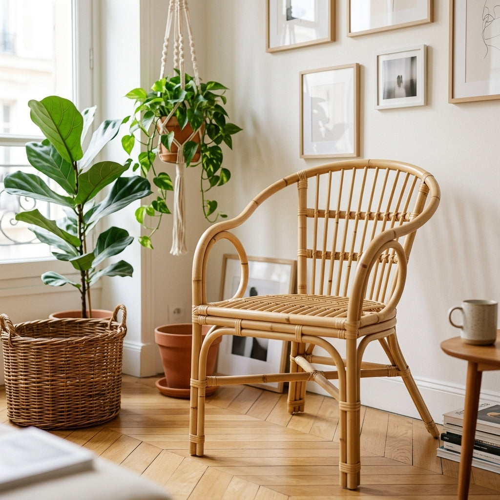 Chaise empilable en rotin naturel
