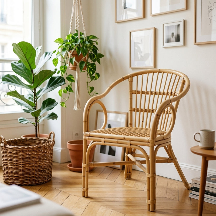 Chaise empilable en rotin naturel