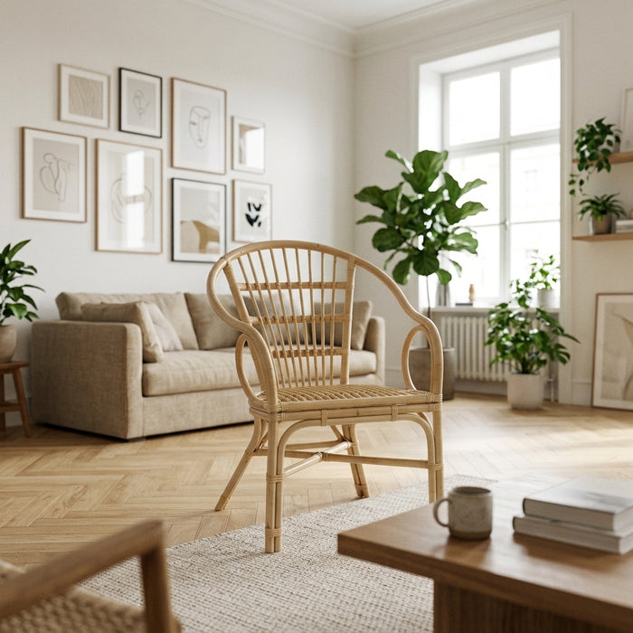 Chaise empilable en rotin naturel
