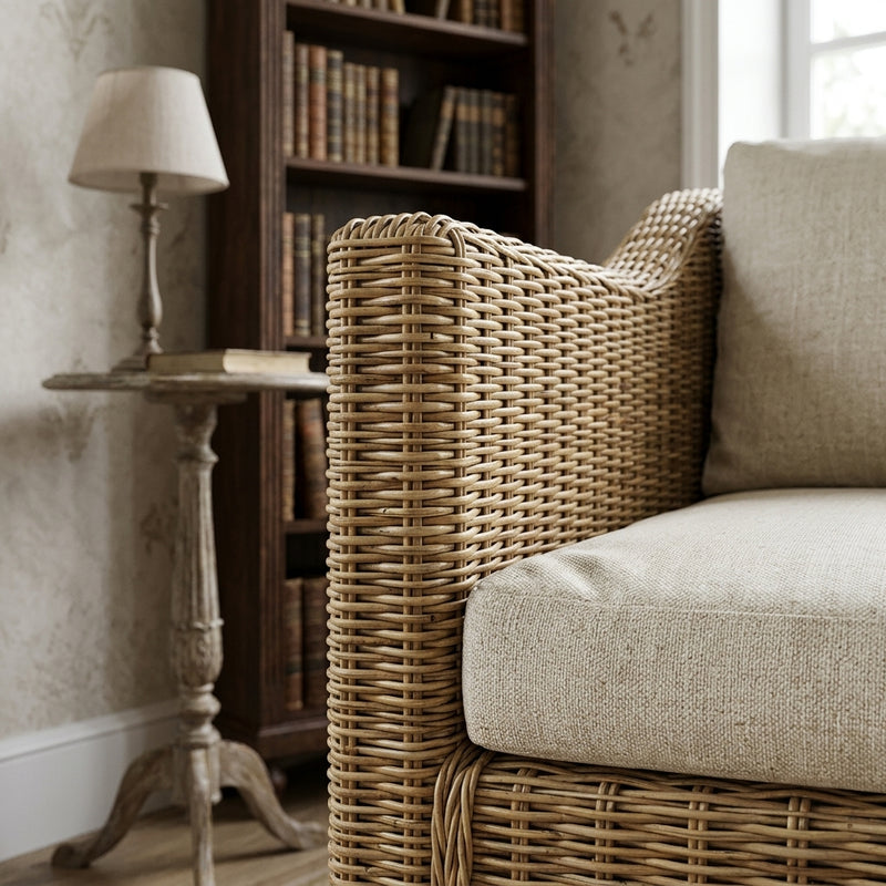 Fauteuil Salon en rotin naturel avec coussins