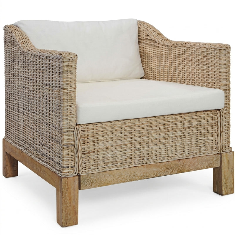 Fauteuil Salon en rotin naturel avec coussins