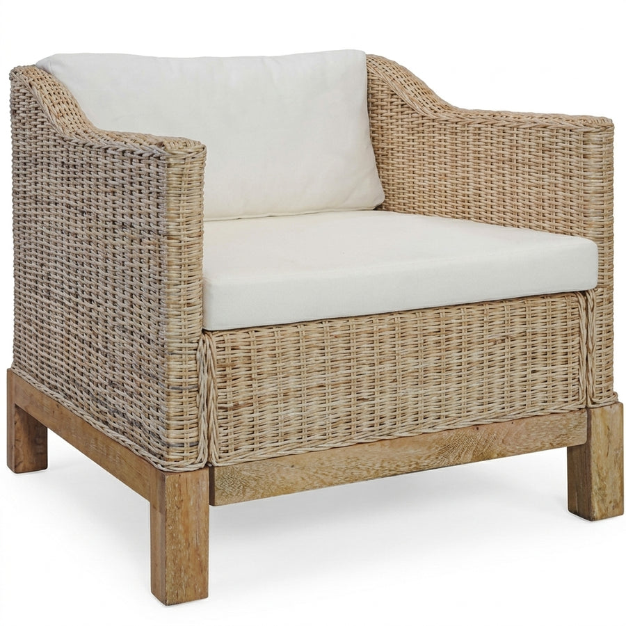 Fauteuil Salon en rotin naturel avec coussins