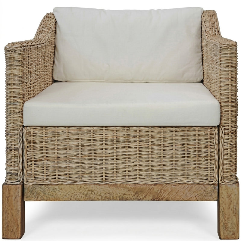 Fauteuil Salon en rotin naturel avec coussins