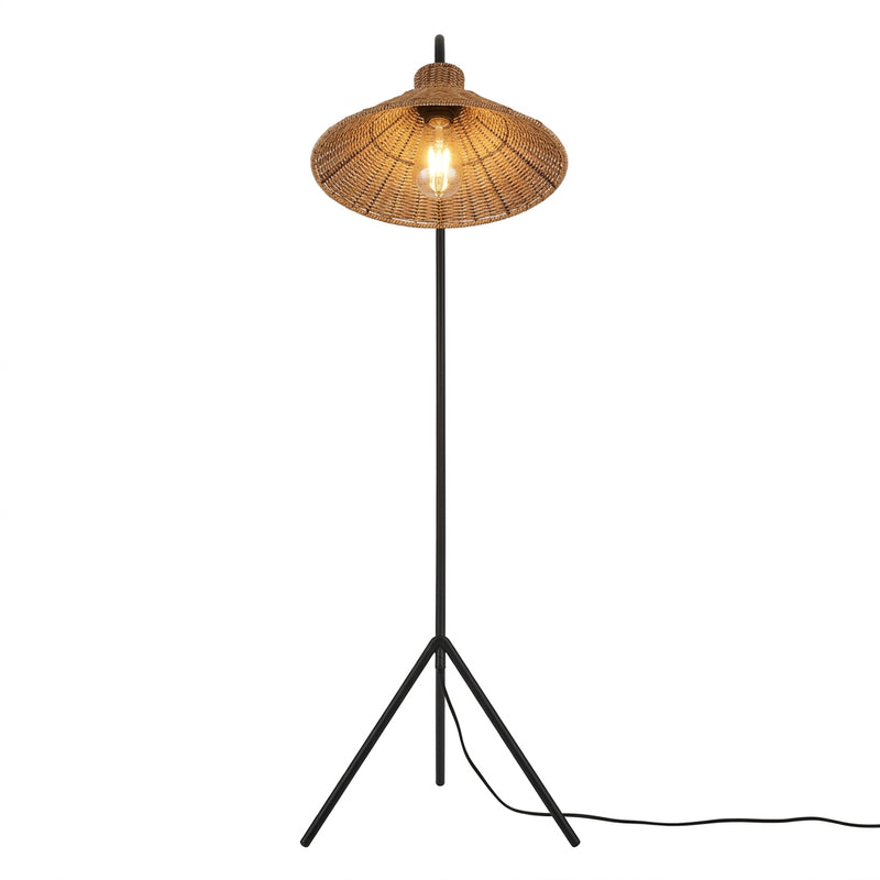 Lampadaire Arc en rotin tressé