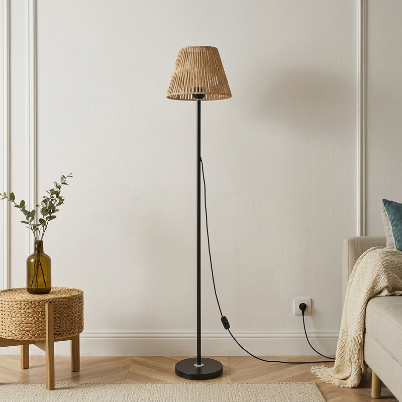 Lampadaire Cannelé en rotin tressé