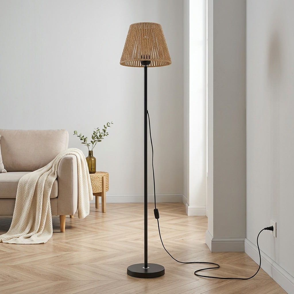 Lampadaire Cannelé en rotin tressé