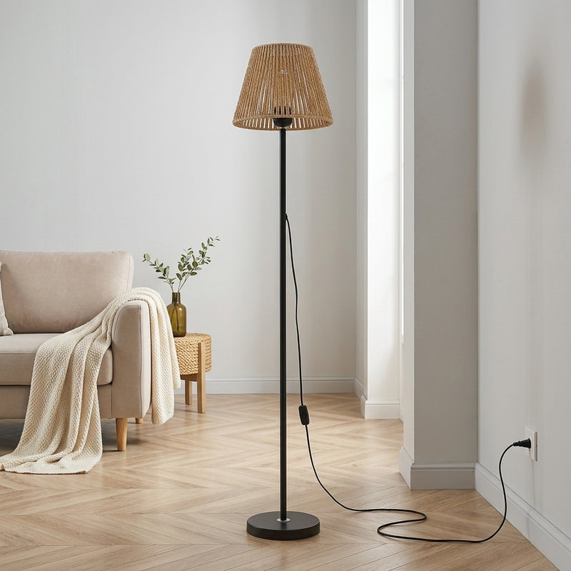 Lampadaire Cannelé en rotin tressé