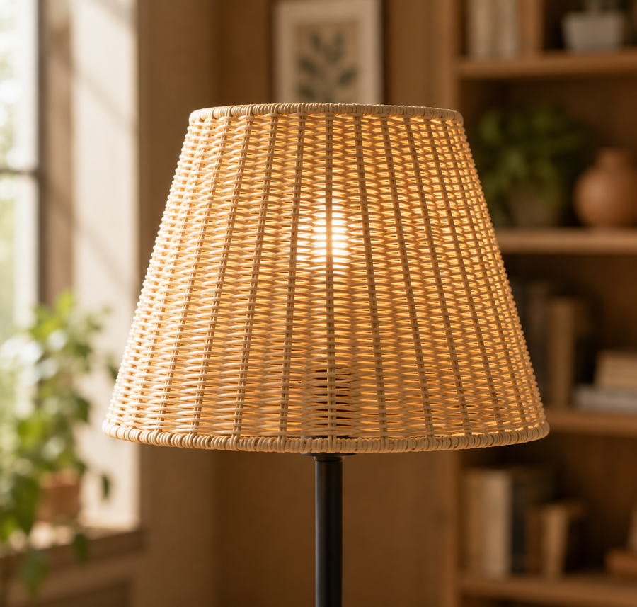 Lampadaire Cône en rotin tressé