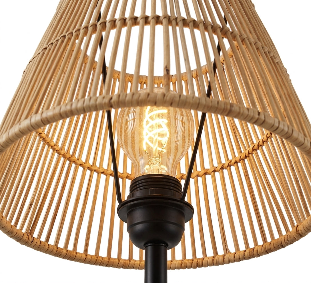 Lampadaire Cône en rotin tressé