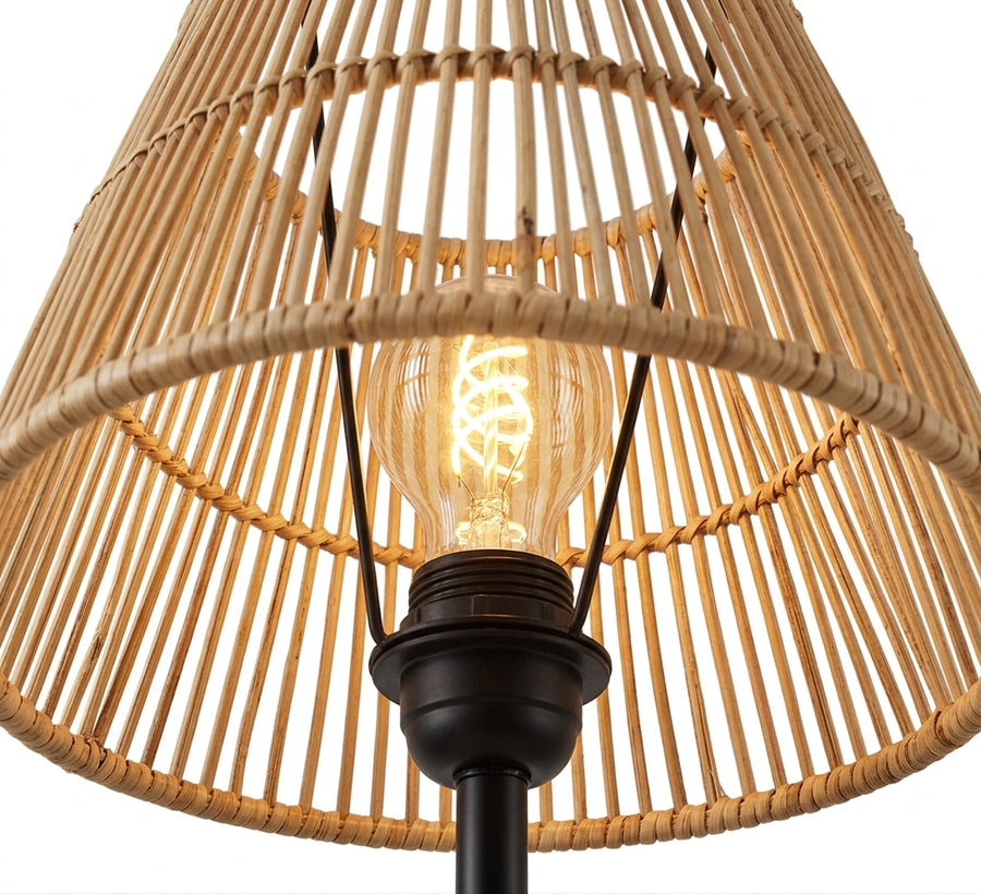 Lampadaire Cône en rotin tressé