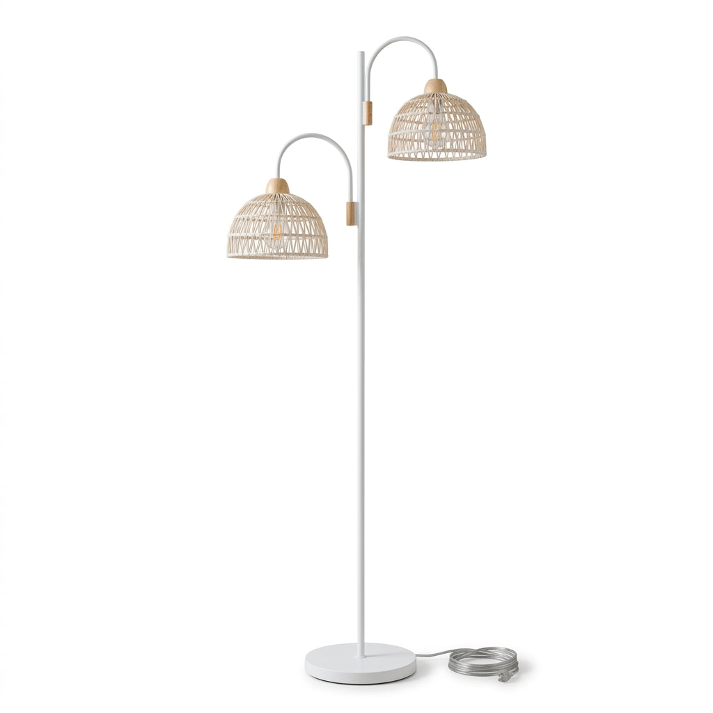 Lampadaire Liseuse en rotin tressé