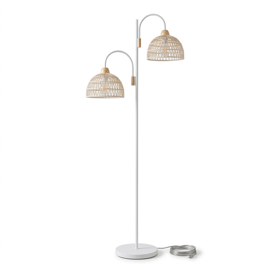 Lampadaire Liseuse en rotin tressé