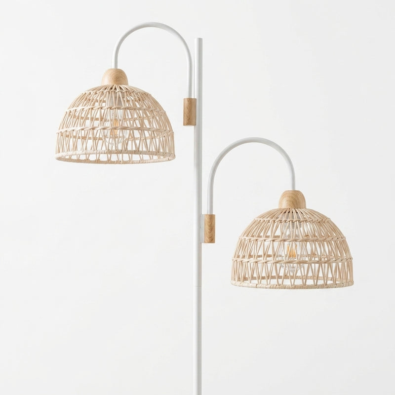 Lampadaire Liseuse en rotin tressé