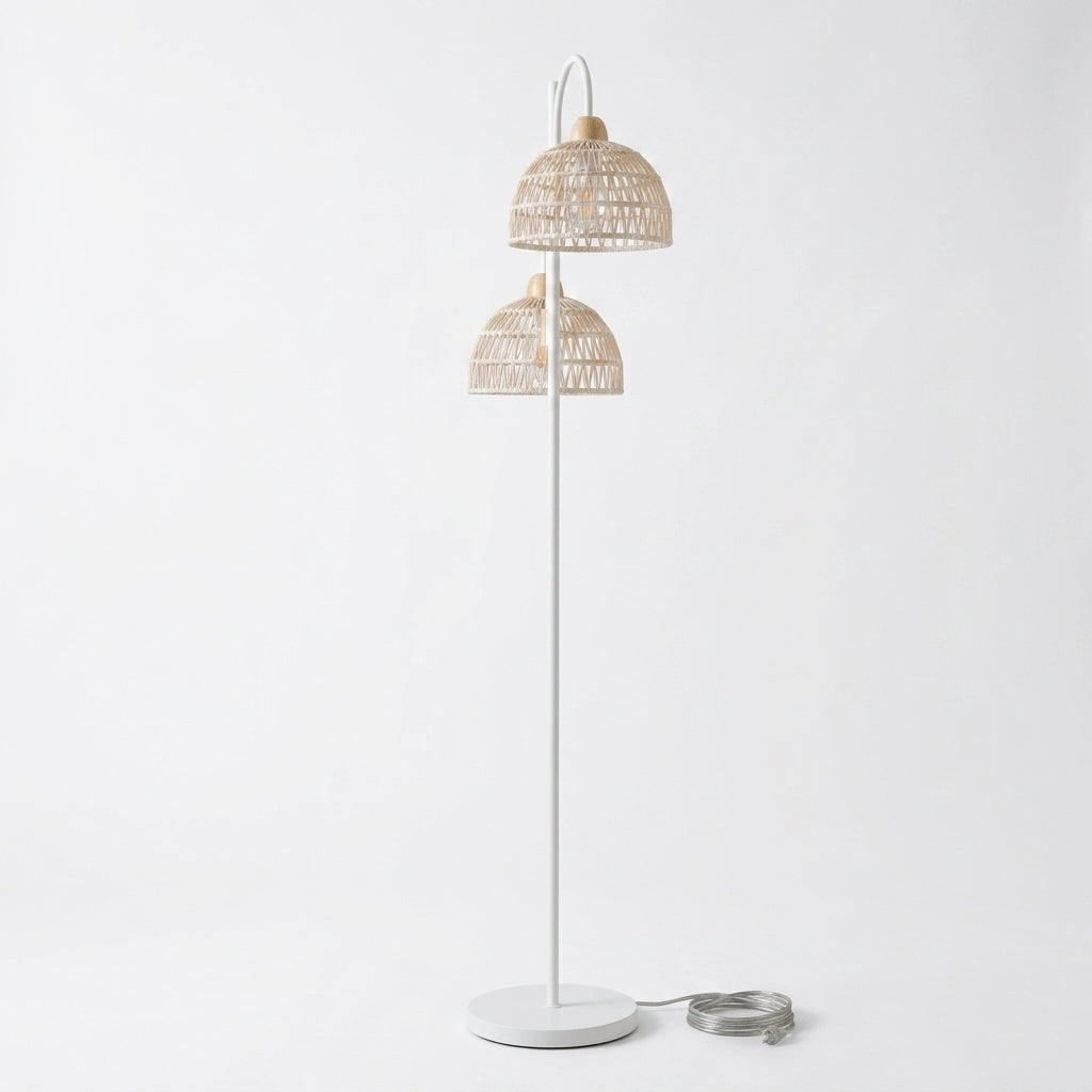 Lampadaire Liseuse en rotin tressé
