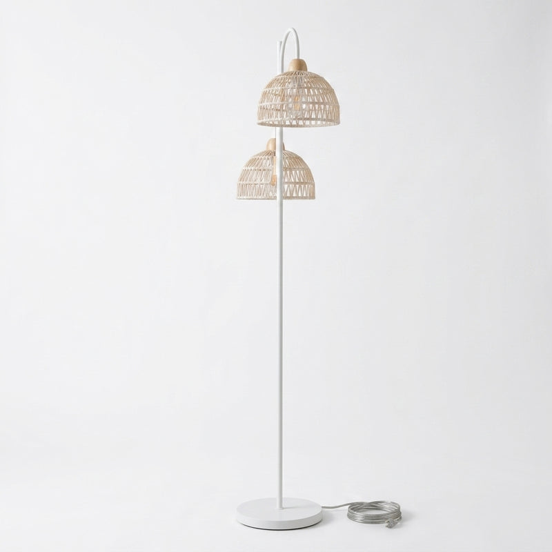 Lampadaire Liseuse en rotin tressé