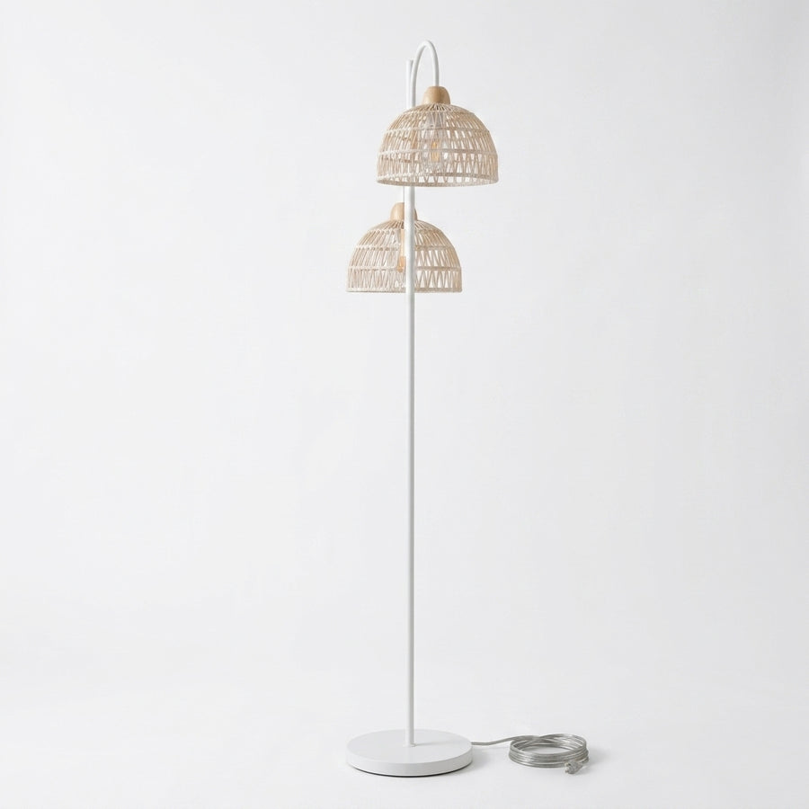 Lampadaire Liseuse en rotin tressé