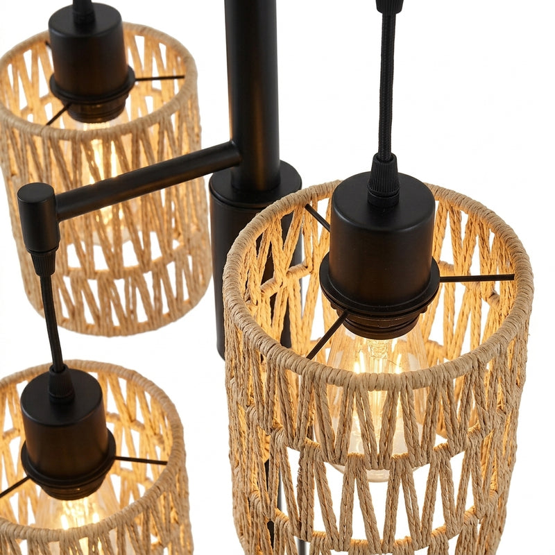 Lampadaire Trio en rotin tressé