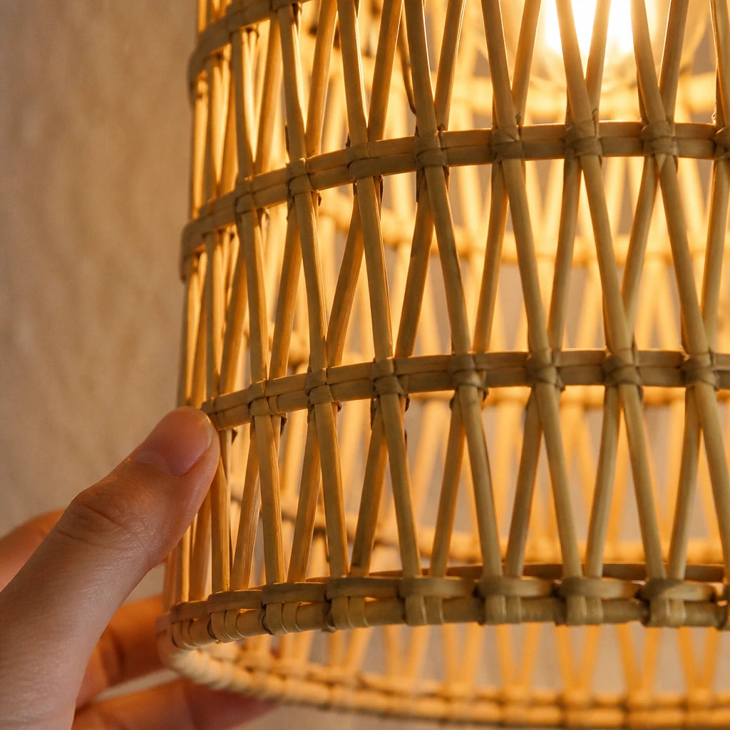 Lampadaire Trio en rotin tressé