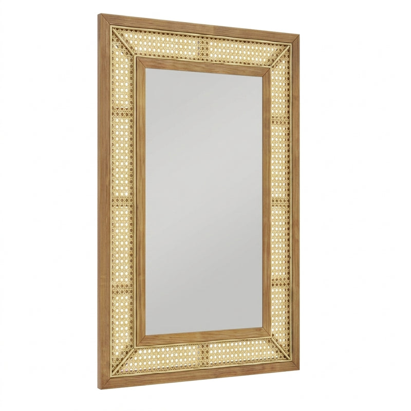 Miroir rectangulaire en rotin naturel