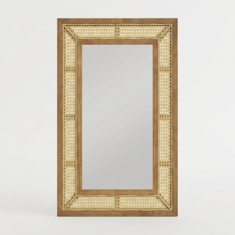 Miroir rectangulaire en rotin naturel