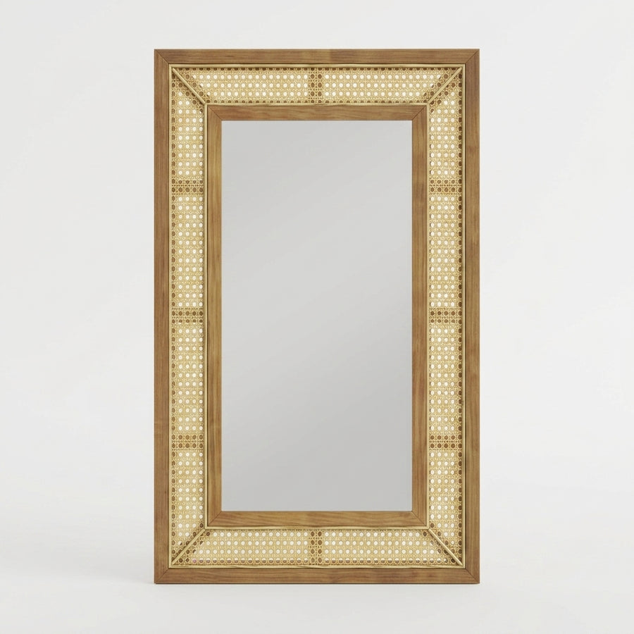 Miroir rectangulaire en rotin naturel