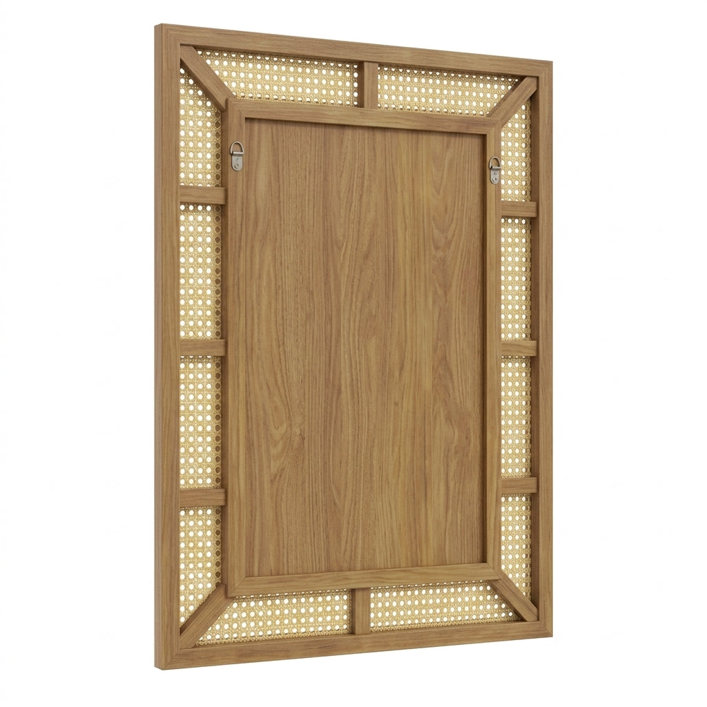 Miroir rectangulaire en rotin naturel