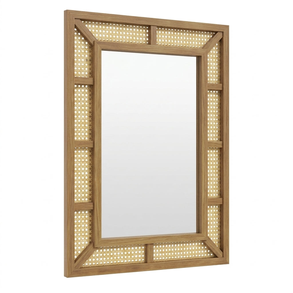 Miroir rectangulaire en rotin naturel
