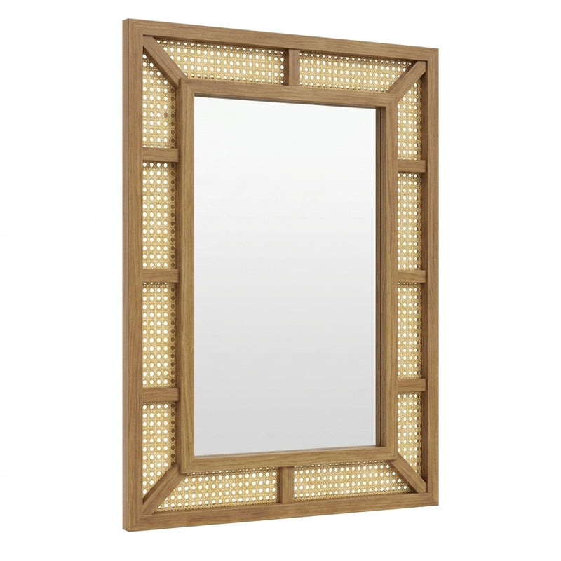 Miroir rectangulaire en rotin naturel