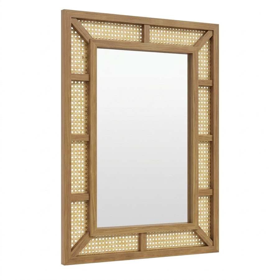 Miroir rectangulaire en rotin naturel
