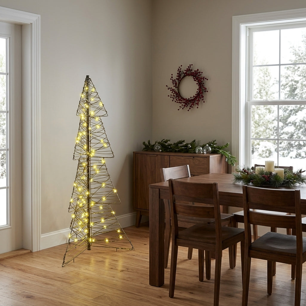 Sapin de Noël lumineux en rotin avec LED