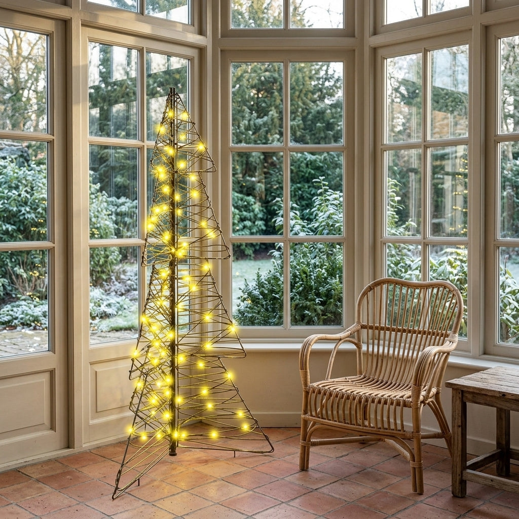 Sapin de Noël lumineux en rotin avec LED