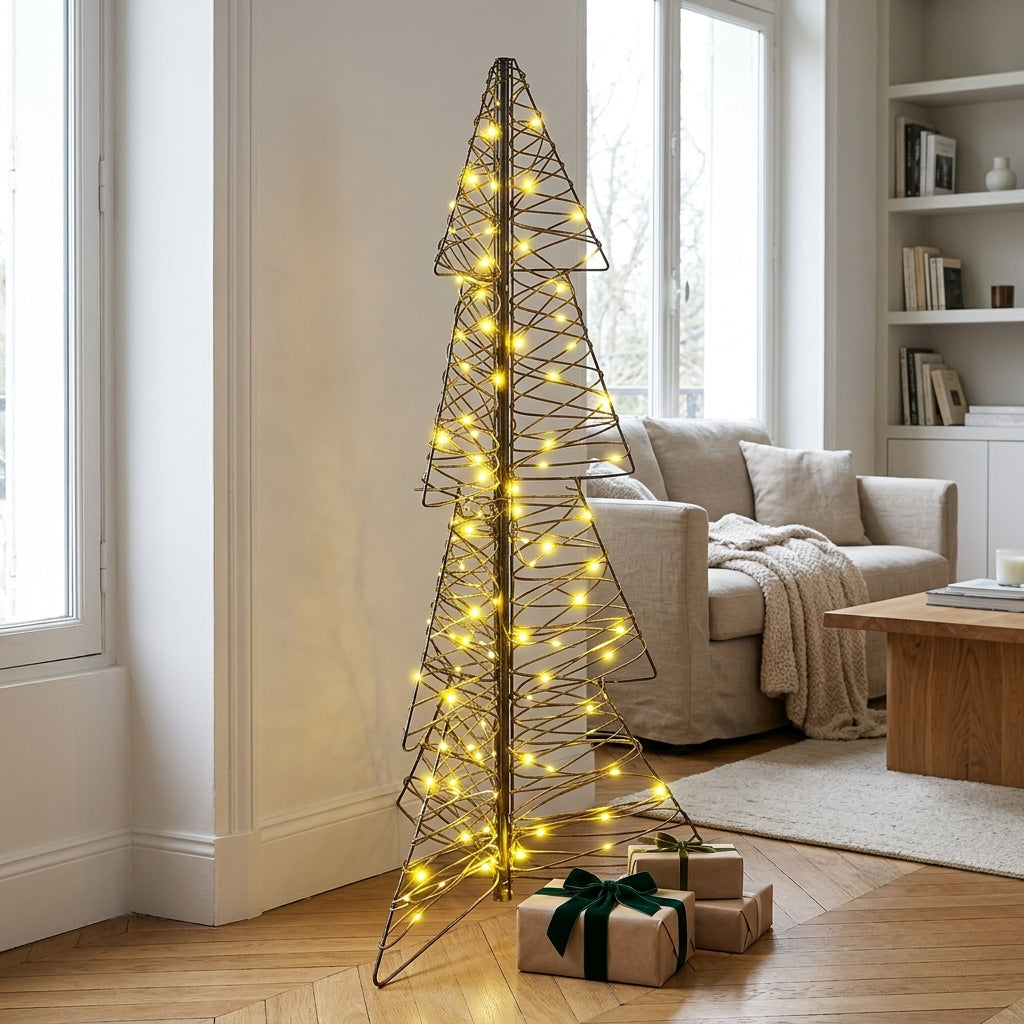 Sapin de Noël lumineux en rotin avec LED