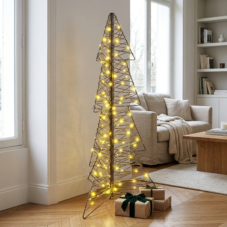 Sapin de Noël lumineux en rotin avec LED