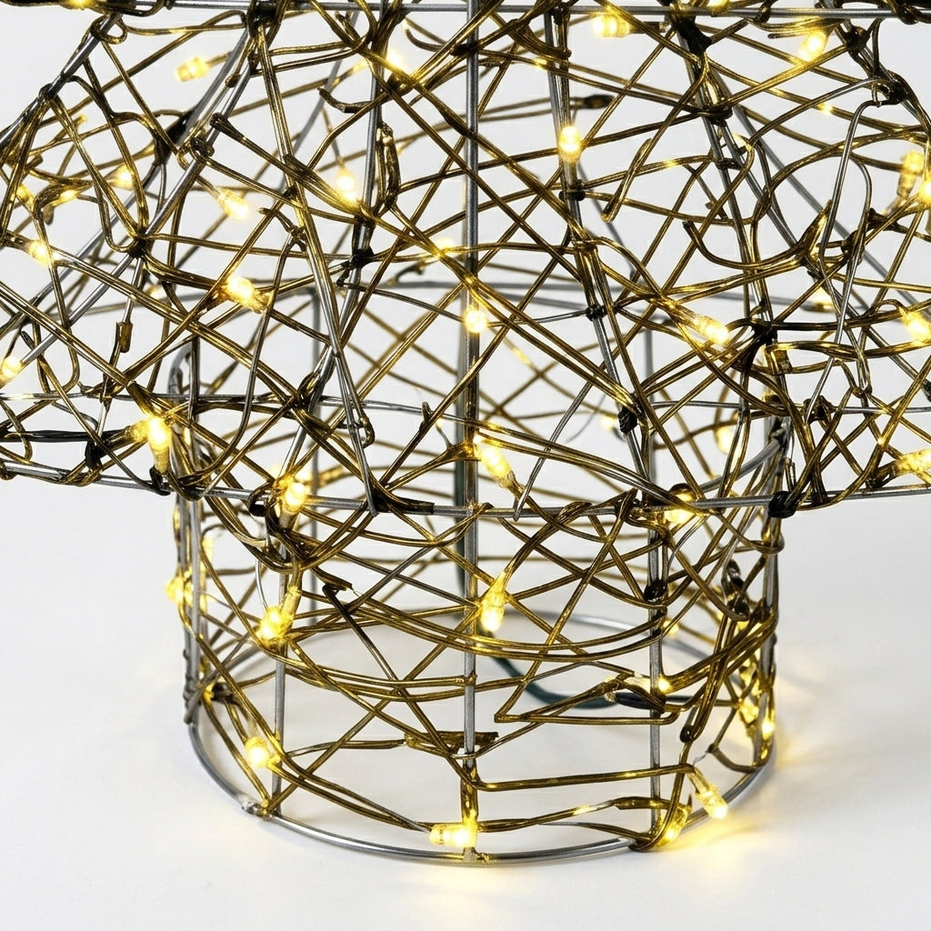 Sapin de Noël lumineux en rotin avec étoile LED