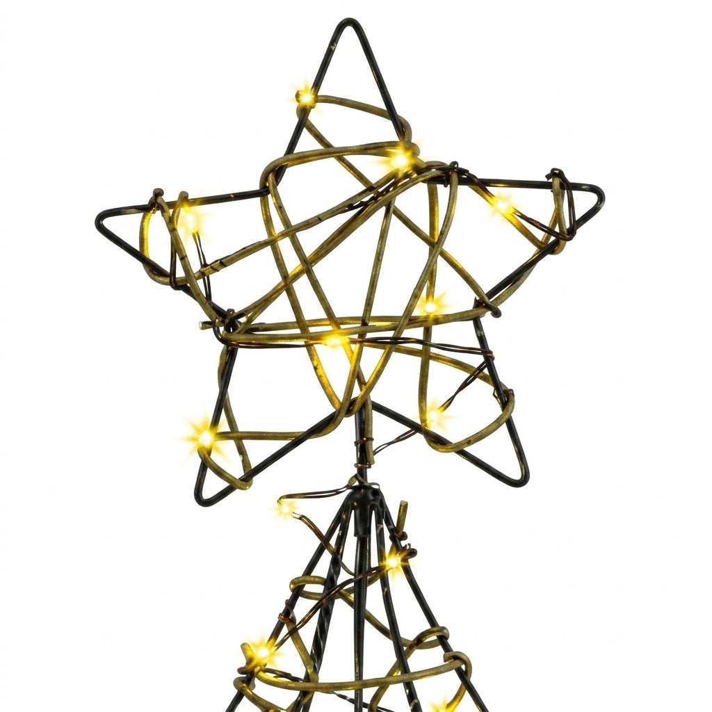 Sapin de Noël lumineux en rotin avec étoile LED